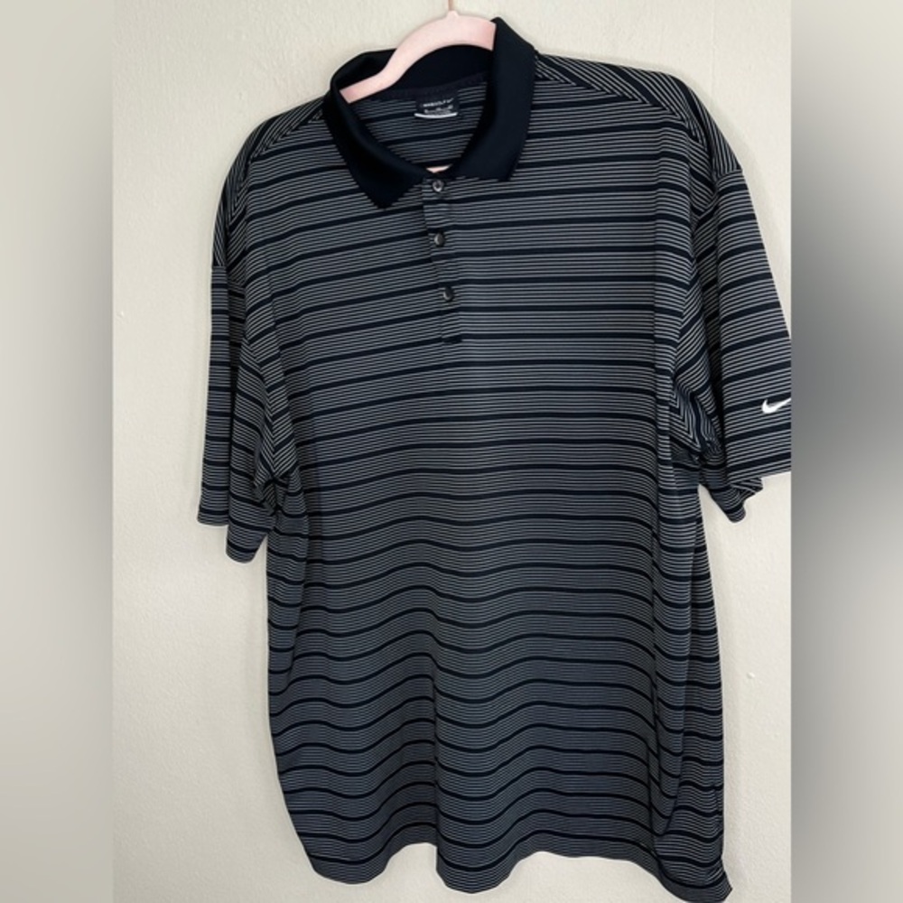NIKE Golf Striped Short Sleeve Performance Polo Shirt Size XL